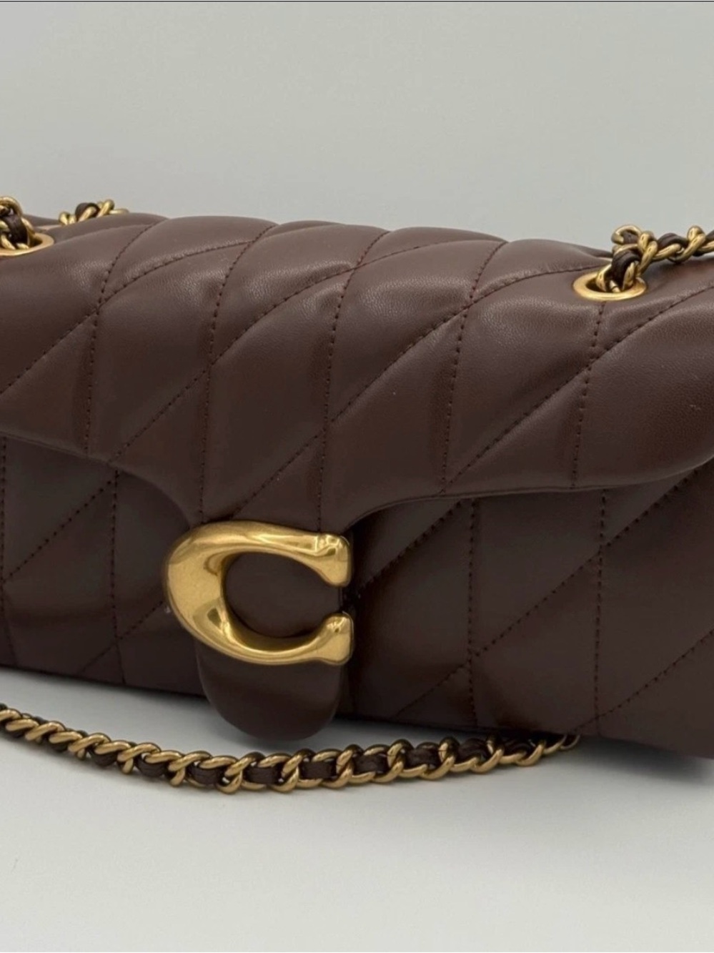 Coach Quilted Crossbody Bag in Brown with Gold Hardware